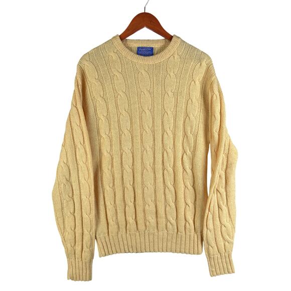 Pendleton Pure Virgin Wool Crewneck Sweater Pullover Vintage Yellow Mens Medium - Picture 1 of 6